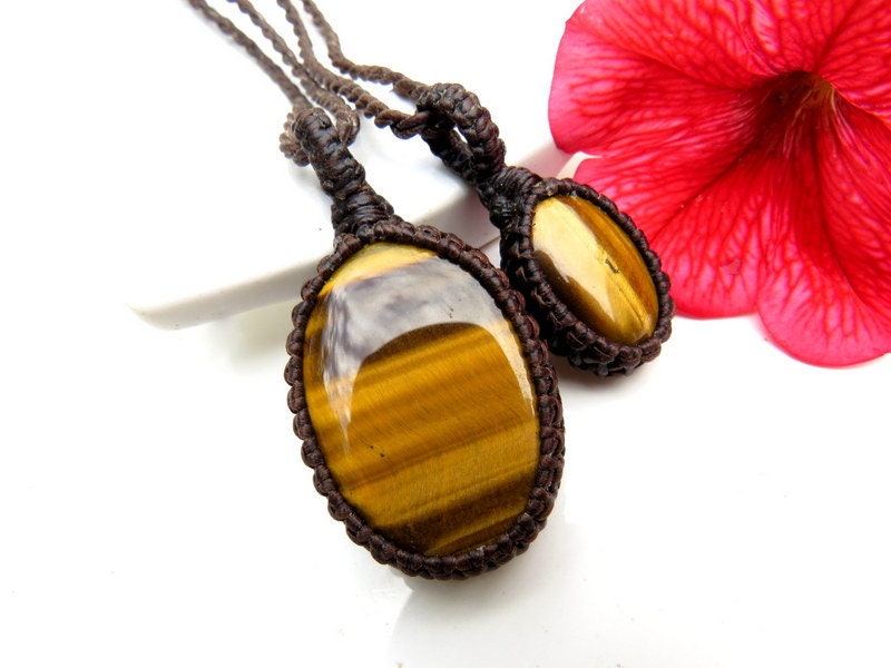 Couples Gift, Tigers Eye Stacked Necklace Set, Macrame Jewelry, Anniversary Gift For Men, Unisex Necklace, Kids Jewelry, Men Jewelry