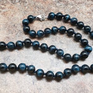 Dark Blue Tiger Eye Hand Knotted Necklace With Stainless Steel Lobster Claw Clasp Dark Blue Tiger Eye Hand Knotted Necklace With Stainless Steel Lobster Claw Clasp