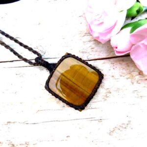 Golden Tiger Eye macrame necklace, gemstone necklace, gift ideas for him, for her, fathers day gift, chakra necklace, mothers day gift Golden Tiger Eye macrame necklace, gemstone necklace, gift ideas for him, for her, fathers day gift, chakra necklace, mothers day gift
