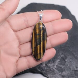 Hawks Eye - Blue & Gold Shimmering Tiger Eye Sterling Silver Necklace Hawks Eye - Blue & Gold Shimmering Tiger Eye Sterling Silver Necklace