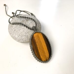 Huge Tigers Eye Macrame Necklace, Gray And Brown Tones, Large Oval Tiger Eye, Unisex Macrame Necklace, Natural Tigers Eye Gem, From Israel Huge Tigers Eye Macrame Necklace, Gray And Brown Tones, Large Oval Tiger Eye, Unisex Macrame Necklace, Natural Tigers Eye Gem, From Israel