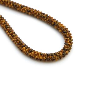 Tiger Eye Microsmooth Beaded Rope Necklace, Brown Gemstone Choker, Handmade Bead Crochet Necklace, Minimalist Natural Stone Jewelry Gift Tiger Eye Microsmooth Beaded Rope Necklace, Brown Gemstone Choker, Handmade Bead Crochet Necklace, Minimalist Natural Stone Jewelry Gift