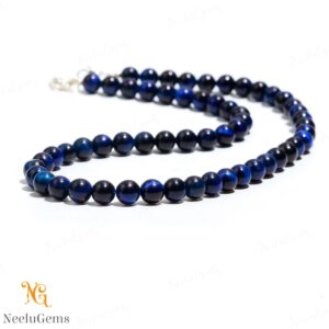 Natural Blue Tiger's Eye Beaded Necklace, Hawks Eye Gemstone Jewelry, Deep Navy Stone Choker, Protection Crystal Gift, Gift For Loved Ones Natural Blue Tiger's Eye Beaded Necklace, Hawks Eye Gemstone Jewelry, Deep Navy Stone Choker, Protection Crystal Gift, Gift For Loved Ones