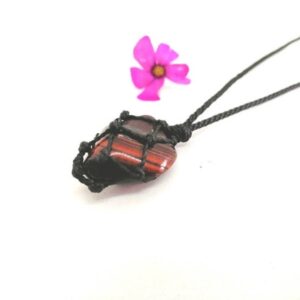 Red Tiger Eye Macrame Necklace: Protection Jewelry for Men Red Tiger Eye Macrame Necklace: Protection Jewelry for Men