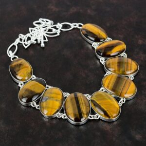 Tiger's Eye 925 Sterling Silver Necklace - Handmade Gemstone Jewelry Tiger's Eye 925 Sterling Silver Necklace - Handmade Gemstone Jewelry