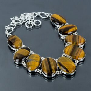 Tiger's Eye 925 Sterling Silver Necklace - Handmade Gemstone Jewelry Tiger's Eye 925 Sterling Silver Necklace - Handmade Gemstone Jewelry