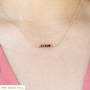 Tiger's Eye Beaded Bar Necklace – Genuine Gemstone Crystal Jewelry Tiger's Eye Beaded Bar Necklace – Genuine Gemstone Crystal Jewelry
