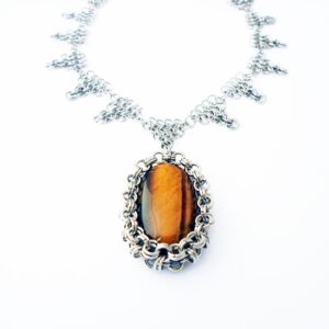 Tiger's eye chainmail choker necklace Tiger's eye chainmail choker necklace