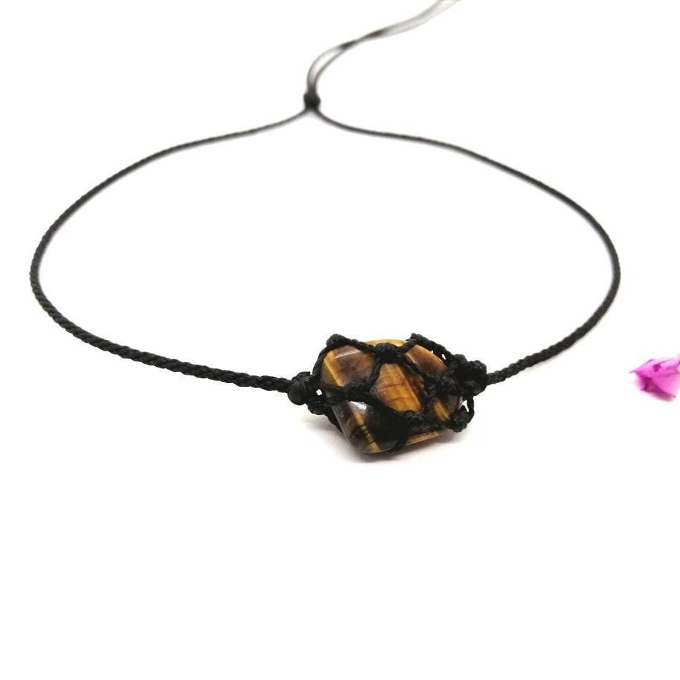 Tiger's Eye Choker Necklace: June Birthstone - Gemini Zodiac Stone