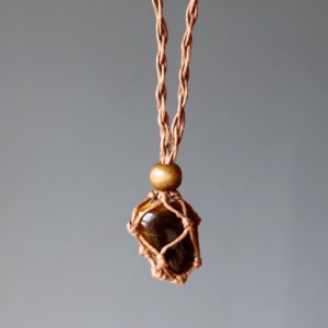 Tigers Eye Necklace Golden Guardian Safety Net Stone Macrame Tigers Eye Necklace Golden Guardian Safety Net Stone Macrame