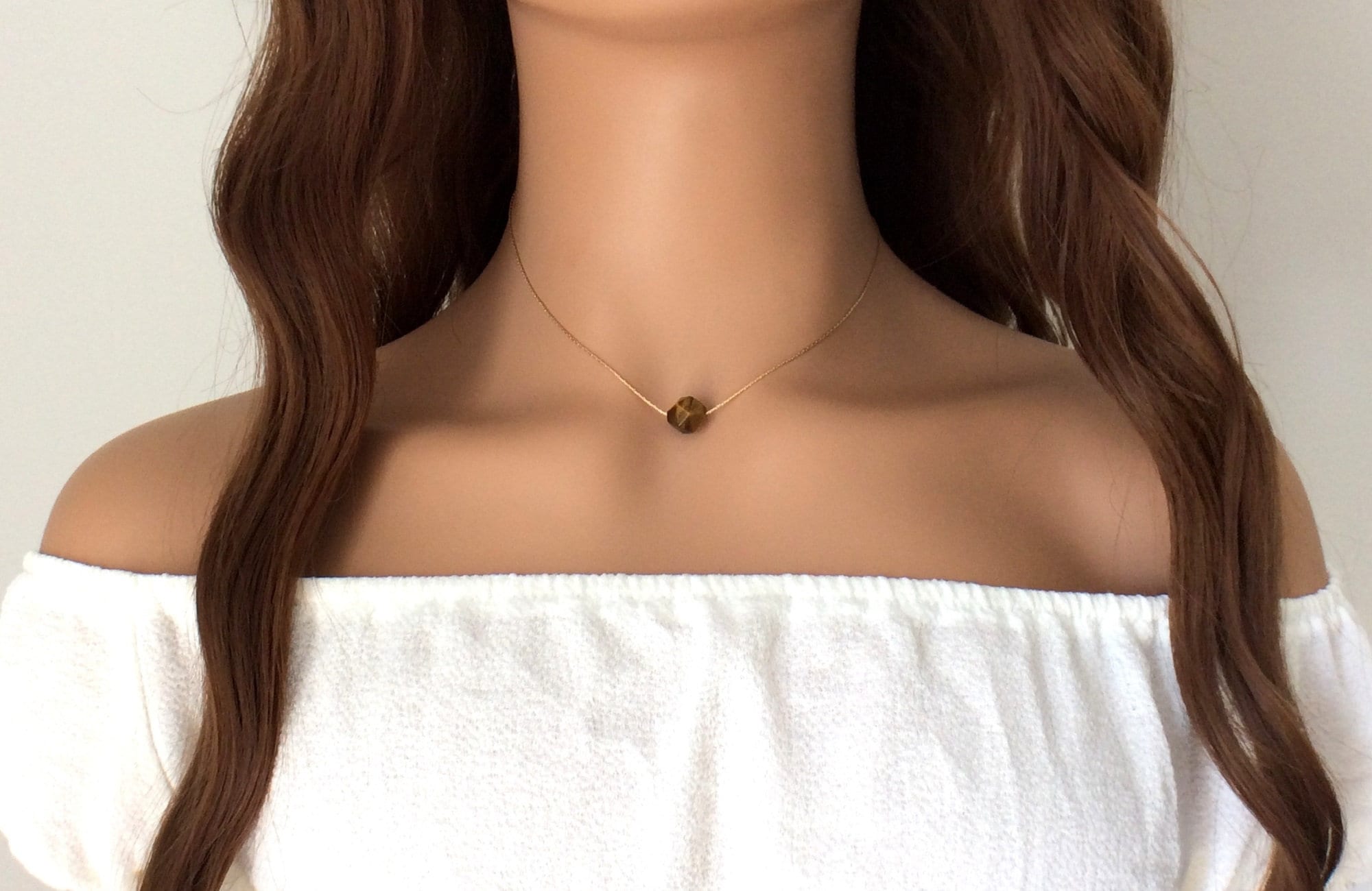 Tigers Eye Star Cut Necklace - 14k Gold Filled Chain
