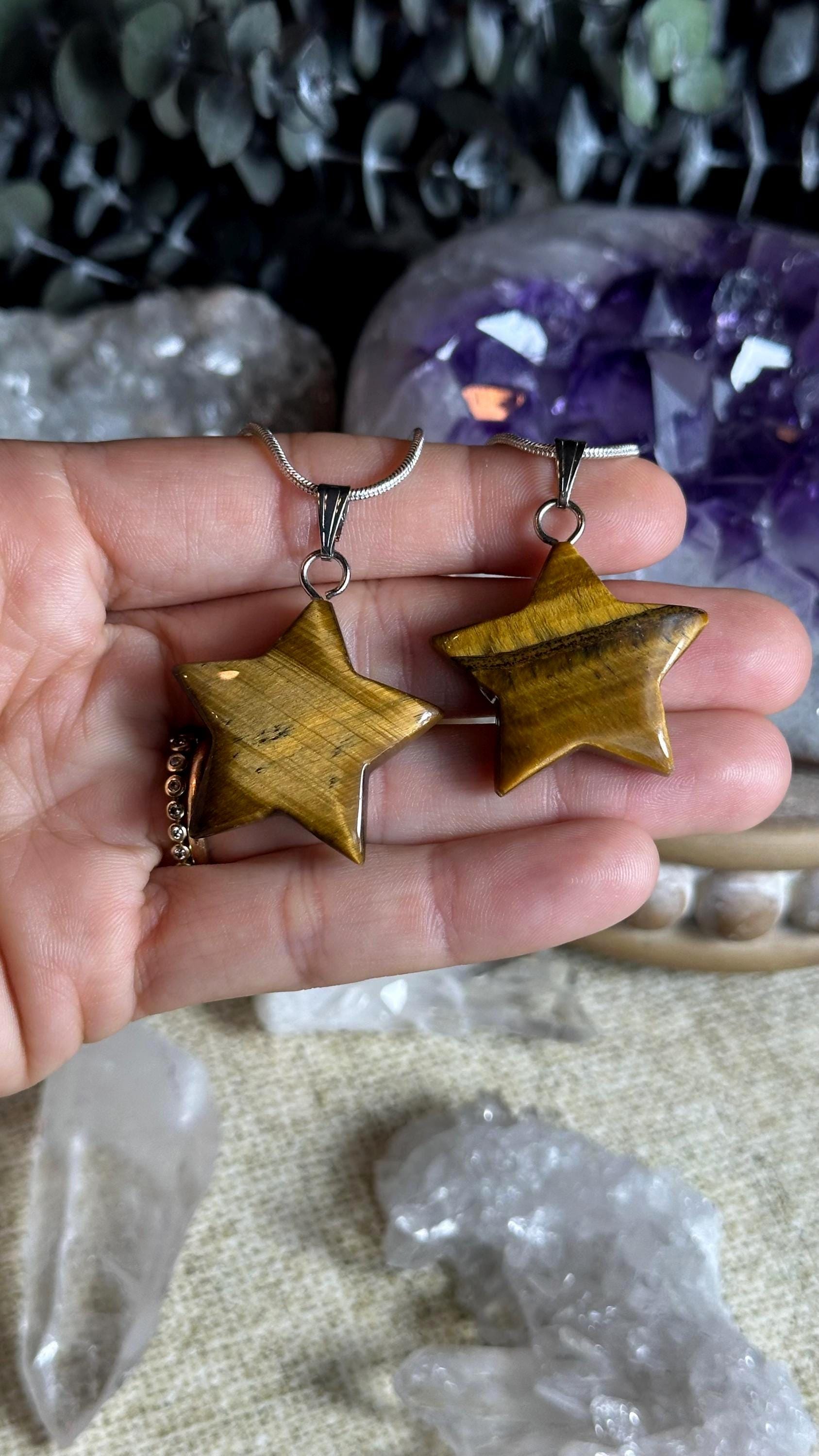 Tiger's Eye Star Necklace: Crystal Gemstone