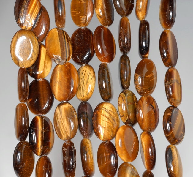 14x10mm Yellow Tiger Eye Gemstone Oval Loose Beads 15.5 Inch Full Strand (90182346-a119)