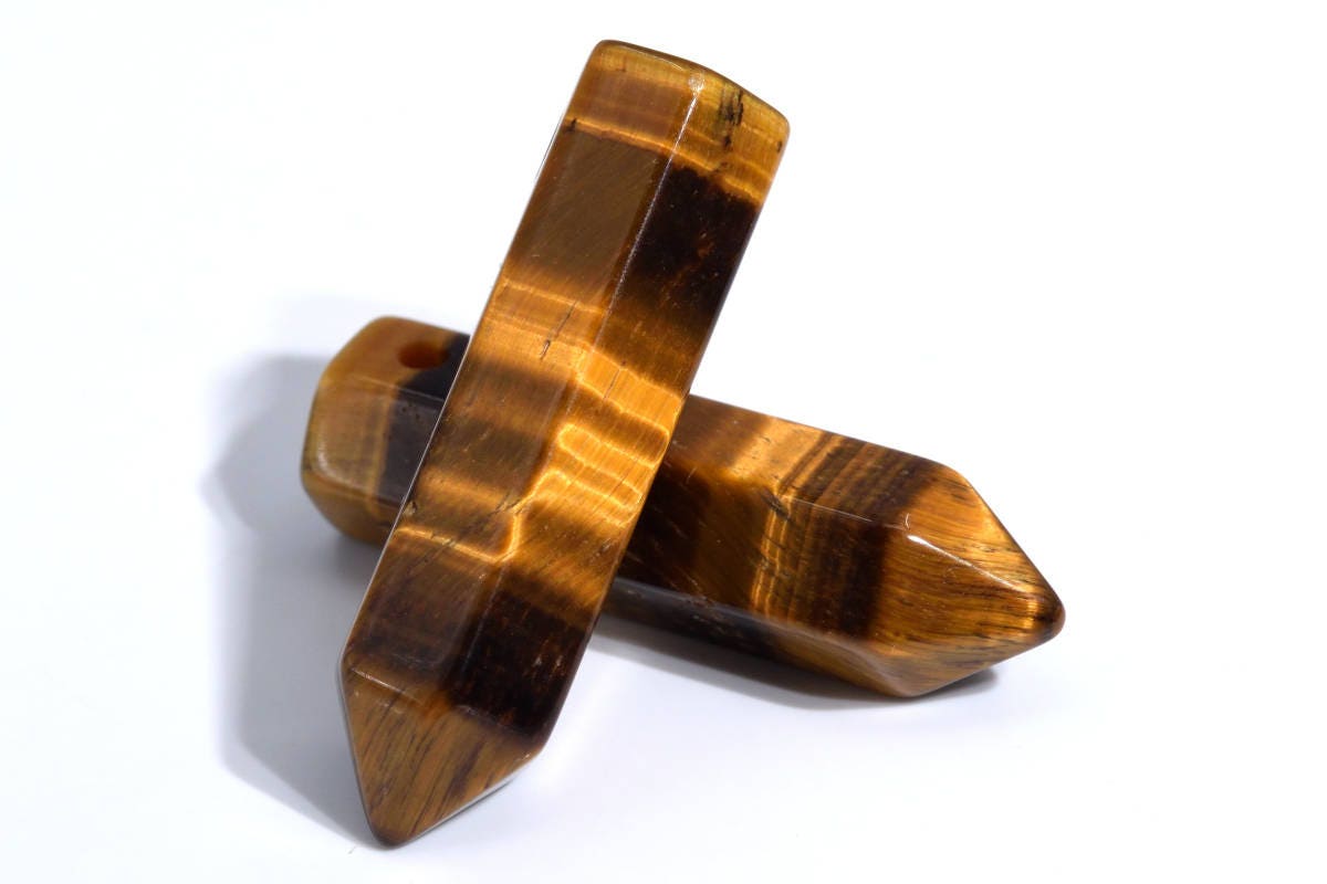 2 Pcs 30x8mm Yellow Tiger Eye Beads Healing Hexagonal Pointed Grade Aaa Genuine Natural Loose Beads Bulk Lot 2,4,6,12 And 50 (103278-720)