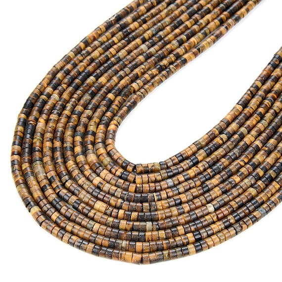 4x2mm Yellow Tiger Eye Gemstone Heishi Discs Beads Loose Beads Bulk Lot 1,2,6,12 And 50 (p17)