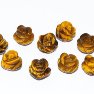 5 Beads Yellow Tiger Eye Handcrafted Beads Rose Carved Genuine Natural Flower Gemstone 8mm 10mm 12mm Bulk Lot Options