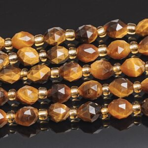 6mm Gold Tiger Eye Beads Grade Aa Gemstone Drum Barrel Rice Bead Loose Beads 15"/7.5" Bulk Lot Options