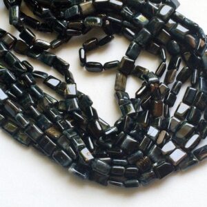 7-9mm Black Tigers Eye Beads, 13 Inch Black Tiger Plain Brick Beads, Black Tigers Eye Rectangle Beads For Jewelry (1st To 5st Options)