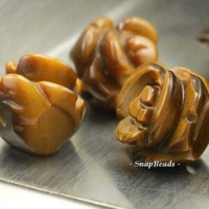 8x7mm Yellow Tiger Eye Gemstone Carved Rose Tiger Eye 8x7mm Loose Beads 10 Beads (90190015-92)