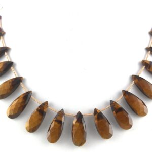 Aaa Tiger Eye Pear Beads: Faceted Gemstone Strand (8x21-9x22mm)