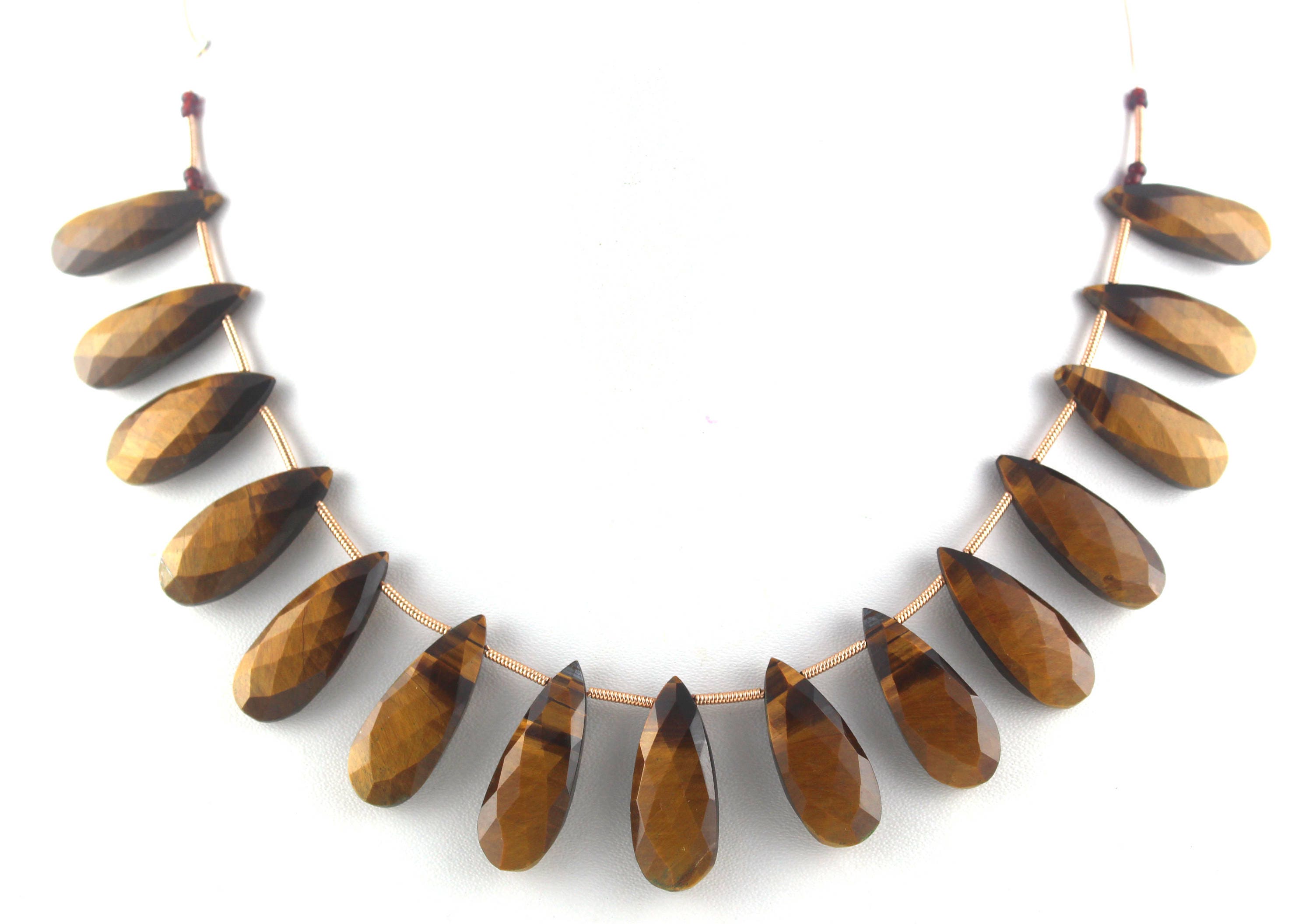 Aaa Tiger Eye Pear Beads: Faceted Gemstone Strand (8x21-9x22mm)