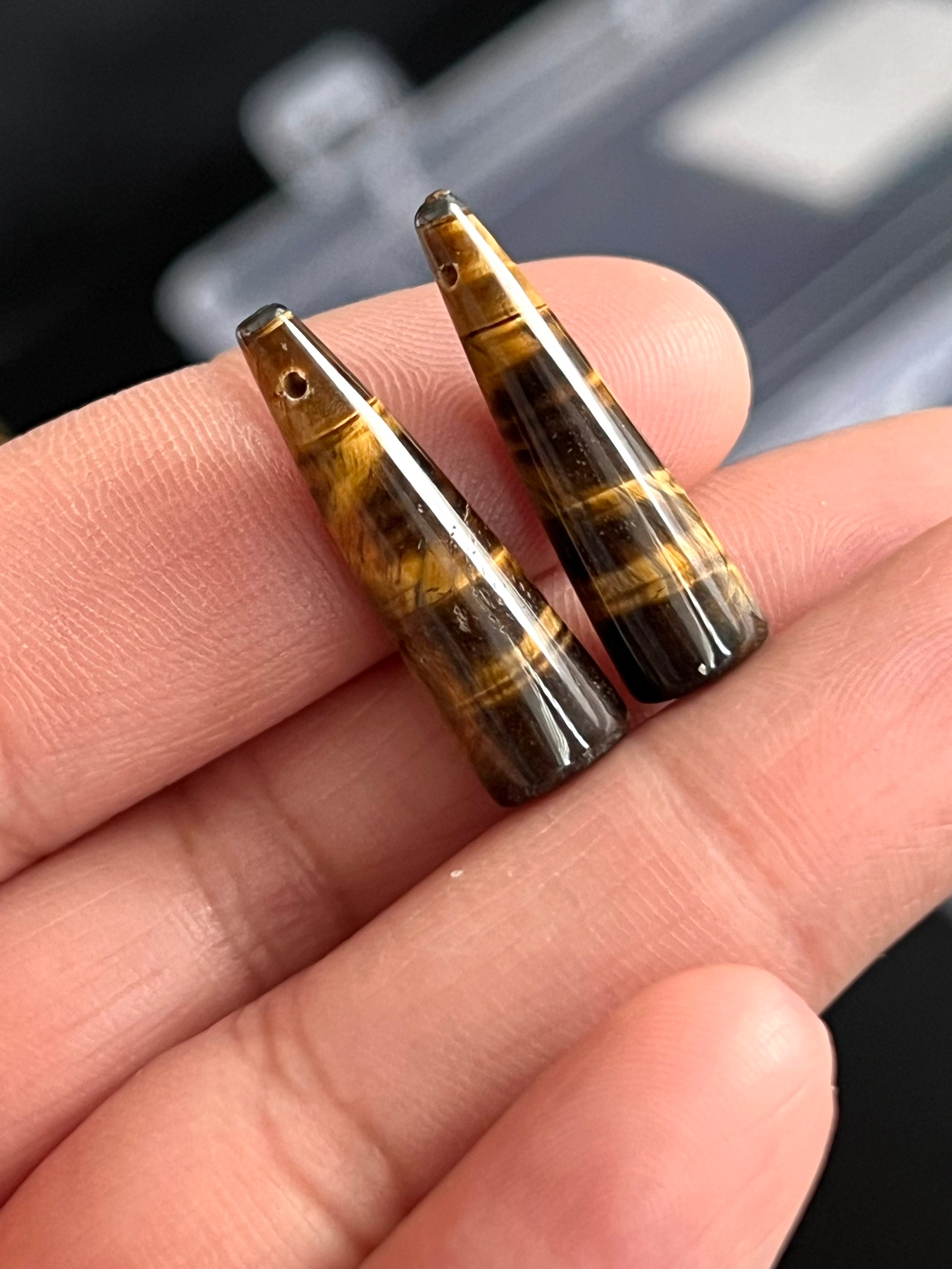 Tiger Eye Drops Smooth Polished Matching Pair