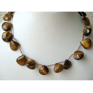 Faceted Tiger's Eye Heart Beads, Golden Brown, Black (15 Pieces) Faceted Tiger's Eye Heart Beads, Golden Brown, Black (15 Pieces)