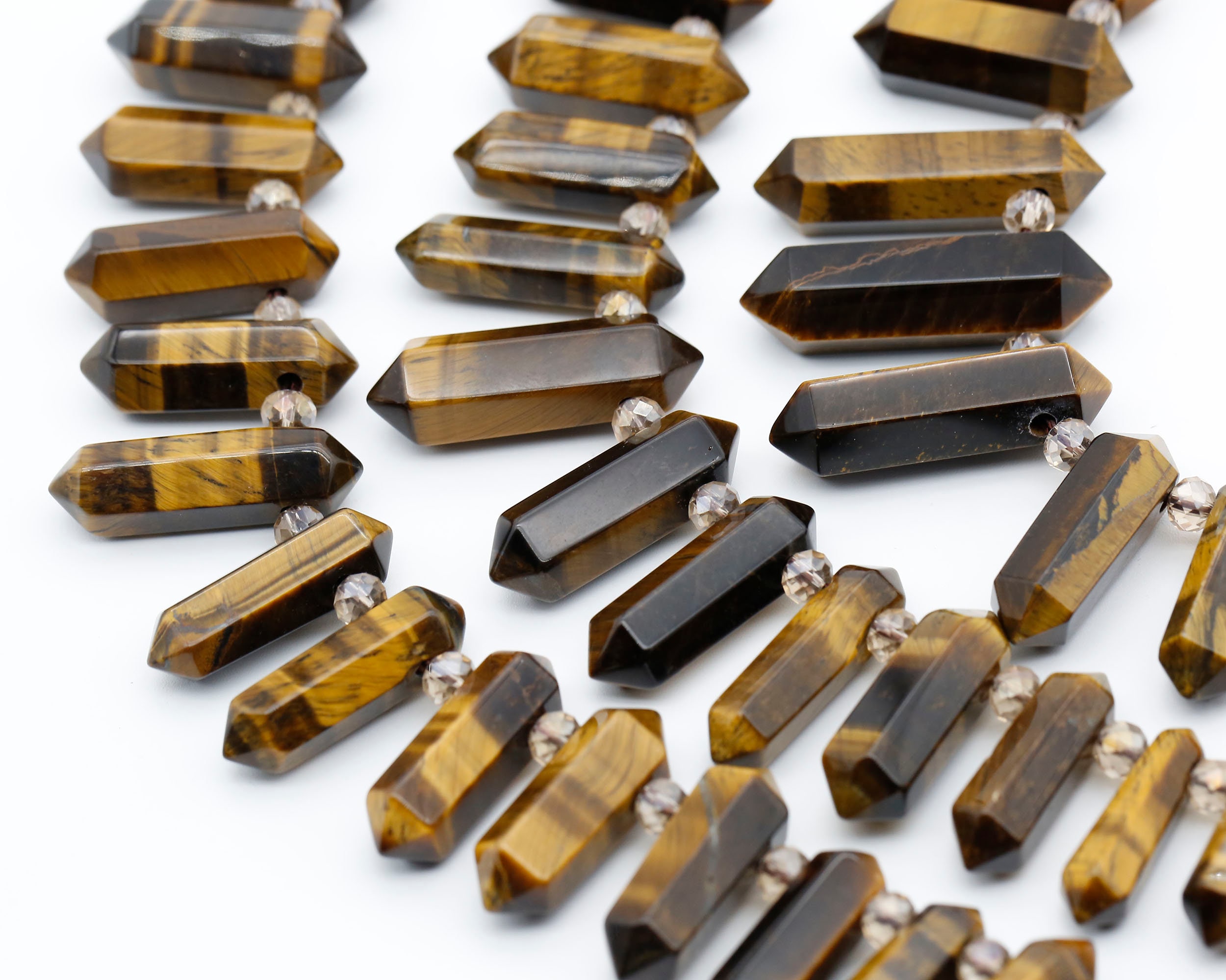 Natural Tiger Eyes Stone Tower Beads,double Obelisk Tiger Eyes Stone Beads,good Quality Tiger Eyes Stone,top Drilled Crystals Gemstone Beads