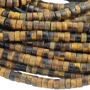 Natural Tiger Eye Heishi Discs Beads 2x4mm 3x6mm 15.5" Strand