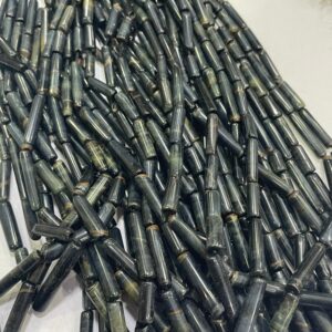 Pack Of 2 Strands 16 Inch Natural Black Tiger Eye Smooth Pipe Shape Beads, 3.5/10-4.5/20 Mm Approx Beads,at Low Price