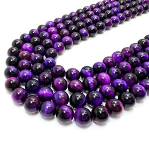 Purple Tiger Eye Beads: Polished Gemstone Beads For Jewelry Making