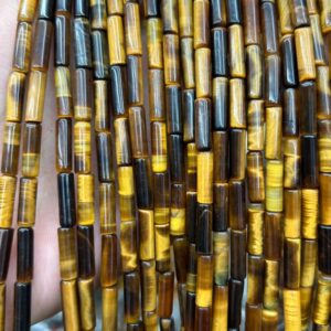 Yellow Tiger Eye Tube Beads, Natural Gemstone Beads, Stone Beads For Jewelry Making 4x13mm