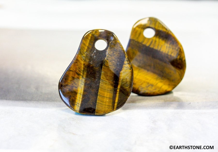Tiger Eye 60x52mm Fancy Pendant Size Varies Large 8mm Front Drilled Hole