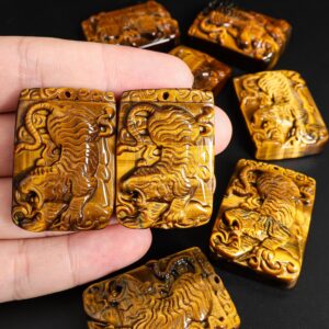 Aa Grade Yellow Tiger Tiger Eye Pendant Hand-carved Natural One Of A Kind Gemstone