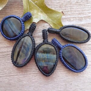 Blue Tiger Eye Pendant Necklace, Success Good Fortune Stone, Macrame Pendant For Him, Dad, Husband
