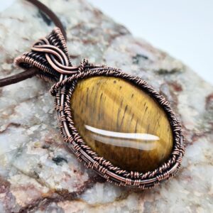 Golden Tigers Eye Necklace, Wire Wrapped Pendant, Gemini Birthstone, Protection Pendant, Good Luck Stone