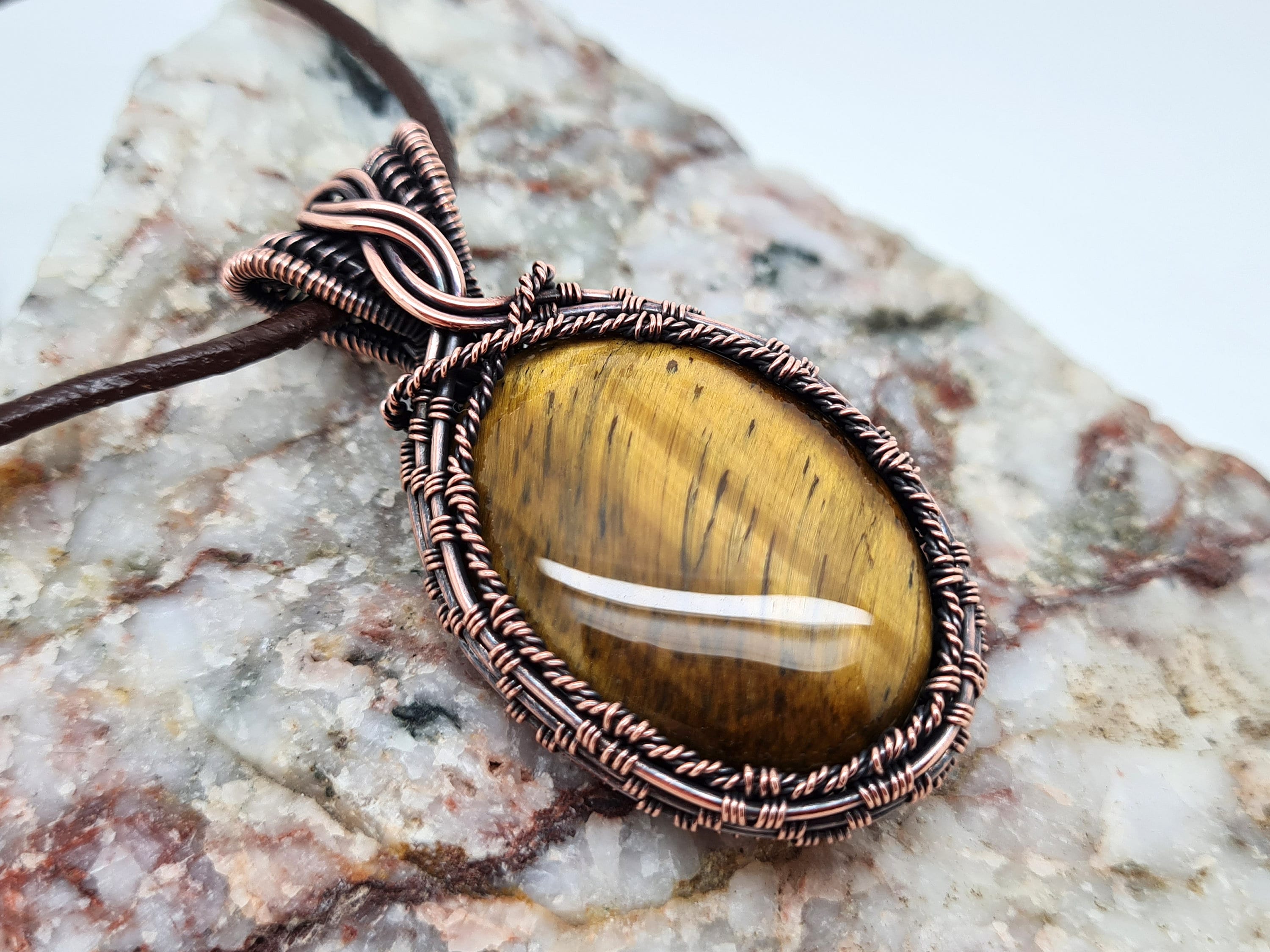 Golden Tigers Eye Necklace, Wire Wrapped Pendant, Gemini Birthstone, Protection Pendant, Good Luck Stone