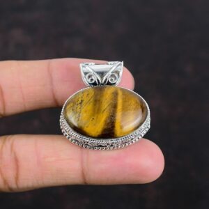 Handmade Oval Tiger's Eye 925 Sterling Silver Pendant