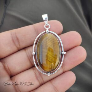 Handmade Sterling Silver Tiger's Eye Pendant: Gemstone Jewelry