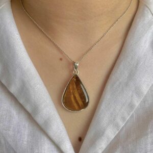 Tiger Eye Pendant Necklace / 925 Sterling Silver / Healing Gemstone / Gift For Her / Oval Cab/ Tiger Eye Jewel / Statement Pendant Tge-p-29.