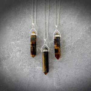 Tiger Eye Necklace • Blue Tiger Eye Point Pendant • Sterling Gemstone Point • Crystal Necklace • Layering Necklace • Gemstone Appeal • Gsa