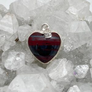 Petite Red Tigers Eye Heart Pendant