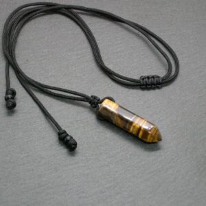 Tiger Eye Point Pendant Necklace: Adjustable Unisex Protection Amulet, 18th Anniversary Gemstone