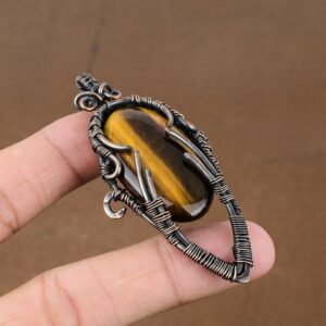Tiger's Eye Pendant: Handmade Copper Wire Wrapped Gemstone Jewelry