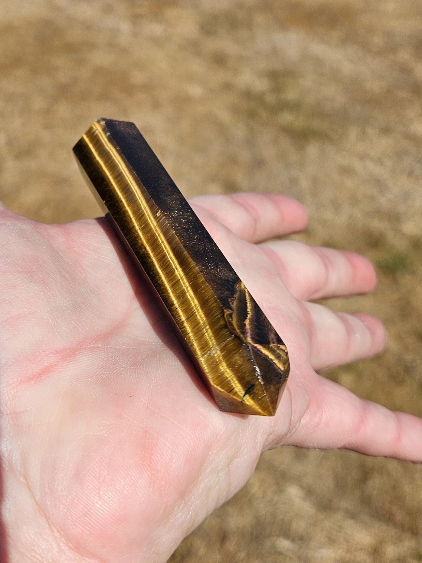 Tiger Eye ~ 3.75" X 0.6 X .65" ~ 2 Oz ~ Crystal Tower Wand