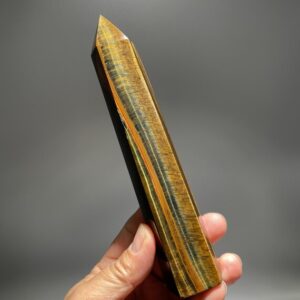 7" Natural Tiger Eye Crystal Tower: Flashy Stone Obelisk