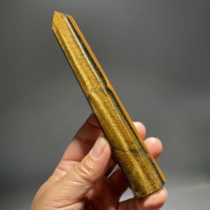 7" Tiger Eye Crystal Tower: Natural Yellow/blue Obelisk
