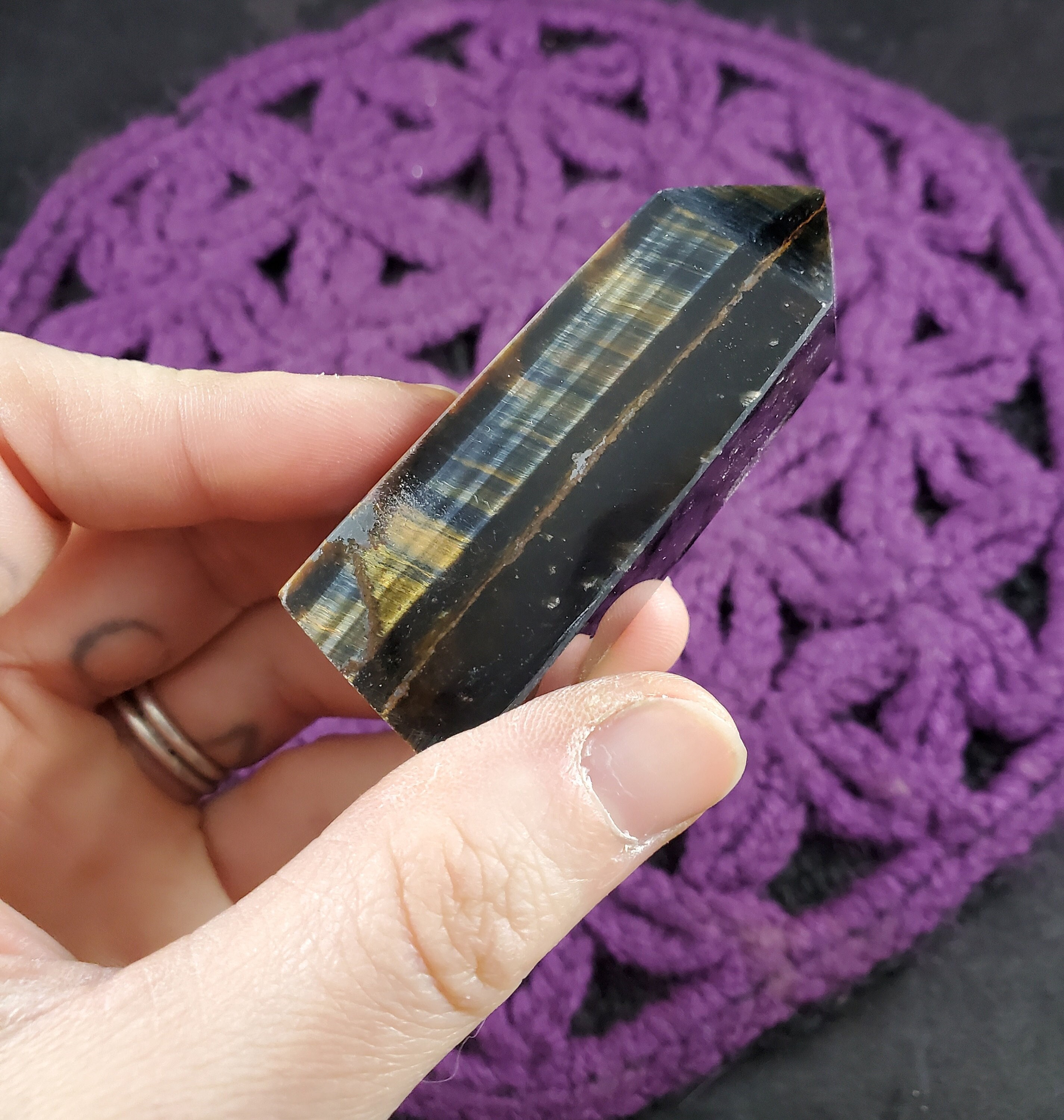Blue Tiger Eye Polished Point Healing Stones Tower Crystal Self Standing Obelisk Crystal Flash Tigers Eye Blue Gold
