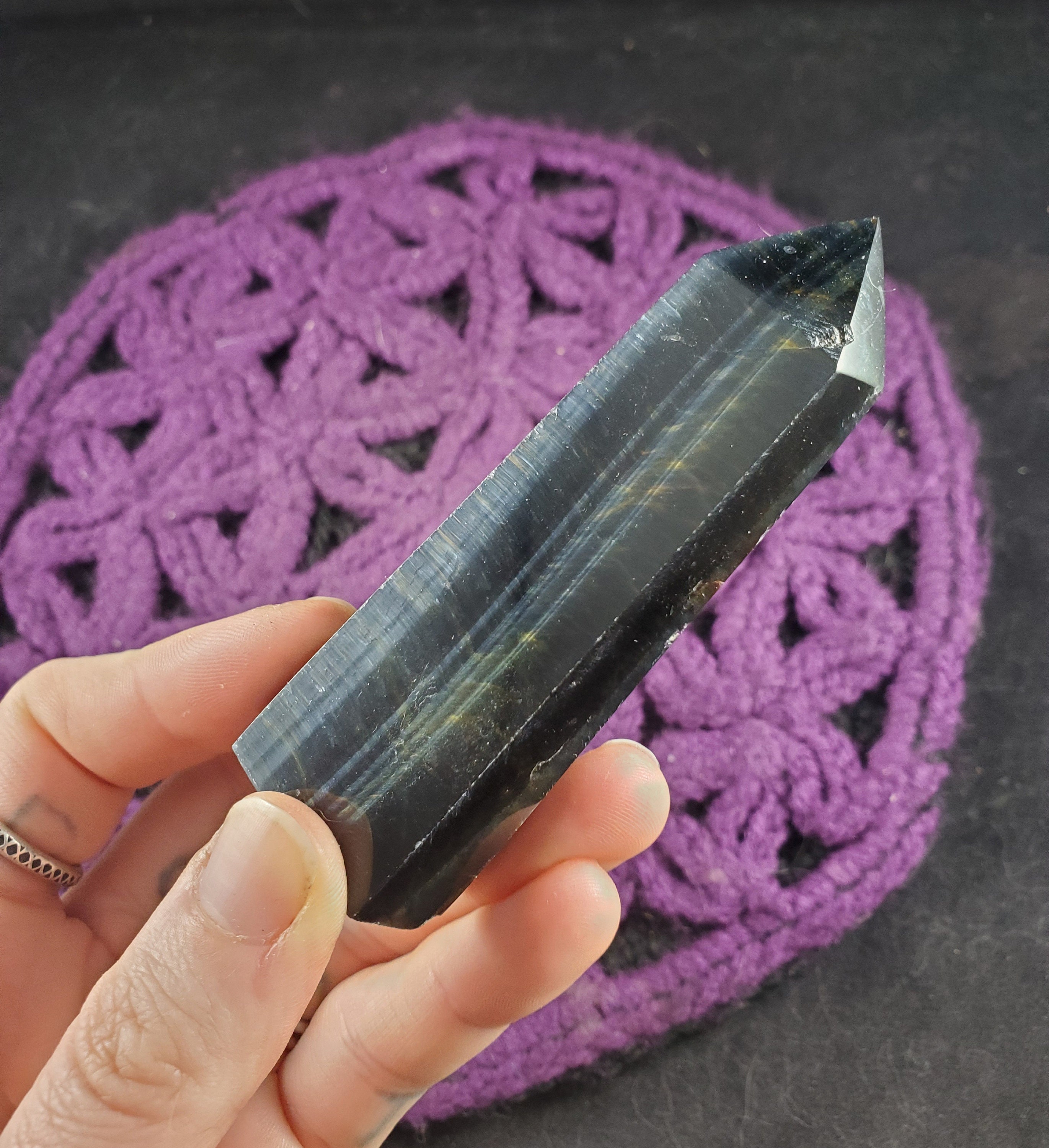 Blue Tiger Eye Polished Point Healing Stones Tower Crystal Self Standing Obelisk Crystal Flash Tigers Eye Blue Gold