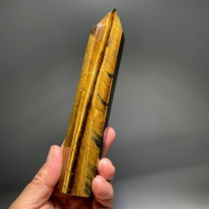 Tiger Eye Crystal Tower: Natural Yellow/blue Flashy Stone (7.13")